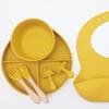 Estilo Artístico Simple Plato de Cena Rayado de Silicona Bol para Cena Juego de 7 Piezas Sin BPA Diseño de Soporte Desarrollo Vajilla