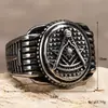 Suministro transfronterizo caliente nuevo ins punk hip hop masónico anillo de hombre anillo de titanio de acero con tótem vintage para el dedo índice
