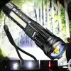 Linterna transfronteriza de alta potencia, potente, para patrullaje al aire libre, camping, recargable vía USB, iluminación exterior, láser blanco con linterna COB.