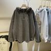 Suéter con capucha de terciopelo con copos de nieve para mujer, novedad de 2024, estilo occidental, con rayas y rizos.