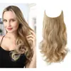 Cabelo de fio de pesca europeu e americano, peça de extensão de cabelo de uma peça, fibra química, seda fosca de alta temperatura, cabelo longo cacheado, peruca de cabelo liso transfronteiriça