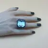 Anel de Resina Quadrado Octogonal Diamante Estilo Ins Novo Retro Colorido Simples Criativo Anel Doce