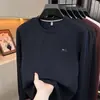 Moletom espesso com camada de ar para homens, novo modelo outono 2026, gola redonda casual com jacquard de padrão escuro, camiseta básica confortável