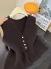 Chaleco de Punto sin Mangas para Mujer Otoño 2025 Color Sólido Ropa de Abrigo Otoño e Invierno Moda de Alta Gama Estilo Nuevo