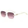 Nuevas Gafas de Sol Metálicas Sin Montura con Decoración Cuadrada de Guepardo, Gafas de Sol Versátiles de Moda para Mujer