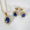 Aretes Colgante Collar Concha Imperial Flor de Girasol Chapado en Oro de 24K Conjunto Princesa Cielo Estrellado Diamante Zafiro