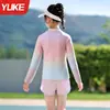 Traje de baño para niñas 2025 Nuevo Modelo, Traje de baño de dos piezas con mangas largas y protección solar para niñas mayores, Traje de baño profesional para entrenamiento