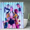 Cortina de Chuveiro Estampada de Anime Caça às Bruxas Transfronteiriça Conjunto de Quatro Peças Banheiro Doméstico Cortina de Chuveiro Impermeável Antiderrapante Conjunto Grátis