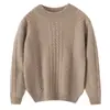 Suéter de cashmere infantil com trança de sete pontos, espesso, com trama de losangos, gola semi-alta, manga longa, camada base unissex