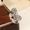 Colección de Anillos de Latón Plateado con Circonita de Moda Más Vendidos, Anillos de Plata de Lujo Ligero Transfronterizos, Versátiles para el Uso Diario