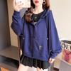 Chaqueta tipo cárdigan con botones de talla grande de una pieza para mujer, otoño 2024, nuevo estilo coreano, suéter con capucha de moda suelto