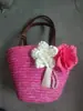 Bolsa de Palha Mori com Flor de Grama de Trigo Costurada à Máquina Bolsa de Mão Bonita para Senhora Bolsa de Praia Bolsa para Lazer e Férias