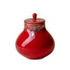 Ruyeguixong Lata Pequeña de Té Roja China con Incrustaciones Doradas y Plateadas de Mariposa y Flor Tarro de Cerámica de Alto Grado para Almacenamiento Tarro Pequeño Sellado