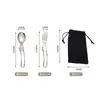 Amazon Cuchillo Plegable, Tenedor y Cuchara de Acero Inoxidable 304 Cuchara para Ensalada Palillos Desmontables Set de Cubiertos Portátil para Exteriores