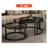 Mesa de centro redonda combinada moderna de luxo leve para sala de estar de casa, apartamento pequeno, mesa de centro simples aninhada para varanda de casa de aluguel