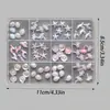 Accesorios para Uñas Artísticas Iridescentes Transparente Hielo de 12 Compartimentos Transfronterizos, Concha Perlada, Estrella de Mar Blanca, Coco de Dibujos Animados Decoraciones para Uñas DIY