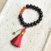 Pulsera de Semillas de Girasol Natural y Raíz de Bodhi con Estrella y Luna Tostada al Carbón Bodhi Pulsera con Borla Linda Estilo Labubu