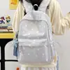 Mochila nueva de moda de alto valor estilo universitario con estrellas para estudiantes de secundaria y preparatoria, casual, ligera, de gran capacidad