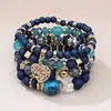 Pulseira de Contas Multicamadas Estilo Étnico Boêmio de Novo Produto Transfronteiriço Coração de Cristal em Forma de Coração Joia de Mão Personalizada para Mulheres Atacado