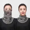 Bufanda Transpirable de Verano con Protección Solar y Orejeras, Mascarilla Facial Ligera Estampada para Mujer, Bufanda para el Cuello con Sombrilla para Cuidado de la Piel al por Mayor