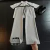 Calça waffle xadrez branco patchwork estilo americano para homens, versão fina de outono, corte limpo, perna reta levemente alargada, calça casual solta