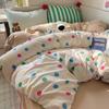 Juego de Cama Azul Estrella Ins de Cuatro Piezas Algodón Lavado Ropa de Cama de Peluche Linda Funda de Edredón Cama Individual Dormitorio Juego de Tres Piezas 4
