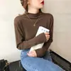 2024 Nuevo Conjunto de Otoño e Invierno Chaqueta de Punto Base de Cuello Semialto para Mujer Top Delgado con Efecto Adelgazante