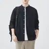 Camisa de Algodão Puro de Manga Longa para Homem, Estilo Primavera/Outono, Nova Tendência 2026 Versátil Cor Sólida Gola Lapela Top Casual Masculino