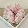 Estilo coreano doce xadrez bolha renda anel de cabelo de intestino grosso temperamento alta qualidade quatro camadas corda de cabelo bola fofa corda de cabelo
