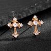 Pendientes góticos de cruz de diamantes oscuros con personalidad de estilo europeo y americano, pendientes de cruz con borde cruzado para mujer.