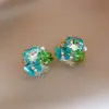 Pendientes Redondos Plegados con Borlas Tachonados de Pedrería Estilo Retro Europeo y Americano, de Moda y Versátiles, con un Toque de Lujo Ligero y de Alta Gama