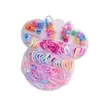 Pinzas para el cabello de niños que no dañan el cabello, Gomas de pelo de encaje en caja de colores, Ligas para el cabello de alta elasticidad para niñas, Bandas para el cabello de bebé