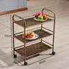 Estante para Platos de Restaurante Hot Pot Estante de Almacenamiento de Cocina Estante de Almacenamiento de Pie Malla de Acero Pintada Tres Niveles Carrito Móvil para Preparación