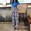 Comércio exterior Net Red Flower Pants 2020 estilo elegante solto cintura alta reta confortável casual retro impresso drop-down calças largas