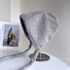 Gorro de Pescador Tejido de Lana de Doble Cara Estilo Coreano para Mujer, Otoño e Invierno, Estilo Japonés, Forrado de Felpa, Cálido, Lindo, con Cordón, Gorro Lolita que Reduce la Edad