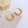 Choker estilo puerto francés tamaño cuenta redonda costura modelado aretes chapados en oro real de 18 quilates aretes de acero de titanio joyería F532