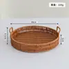 Cesta de Almacenamiento Tejida de Mimbre Sintético Organizador de Artículos Varios de Escritorio Bandeja para Snacks Cesta de Almacenamiento Bandeja de Almacenamiento para Frutas Pasteles Pan
