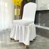Capa de Cadeira Saia Plissada em Sarja Capa de Cadeira para Banquete de Casamento de Hotel Reunião Sem Laço Decoração de Laço Cadeira de Jantar
