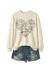 Sudadera con cuello redondo y mangas largas para mujer, de estilo moderno y elegante, con estampado de corazón de función matemática, para otoño e invierno, exportación, tienda independiente Amazon eBay