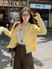 Suéter cardigan perezoso de leche para mujer otoño e invierno nuevo top de punto de principios de otoño amarillo angora rojo