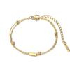 Pulsera de acero inoxidable dorada con 26 letras coreanas, de estilo coreano, con cadena doble apilada, estilo popular en Amazon.