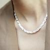 Collar de cadena italiana de hueso de serpiente tejido flash de plata esterlina 925, moderno, simple, de alta gama, de tres capas para clavícula, para hombres y mujeres