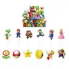Nueva decoración para fiesta temática de Mario, bandera de cumpleaños infantil, pastel, tarjeta, globo, traje