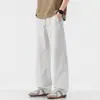 Roupas Masculinas Fengshe / Calças Casuais de Lyocell Tencel para Primavera Marca Americana Tendência Masculina Largo Reto Perna Larga Calças Longas
