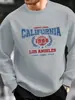 Sudadera Casual Holgada para Hombre Otoño e Invierno con Estampado de Letras de California y Cuello Redondo de Manga Larga