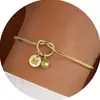 Moda Europea y Americana Acero Inoxidable Cumpleaños Pulsera de 26 Letras con Piedras Pulsera de Piedra Natal Inicial Joyería Versátil Regalo para Mujer