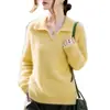 Suéter de punto de lana con cuello polo, nuevo para otoño e invierno 2026, de importación transfronteriza, camiseta básica de manga larga, top ajustado para mujer