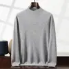 Suéter de Cashmere Cor Sólida Masculino Gola Alta Meio Fino Camada Base Casual Business Solto Tamanho Grande Malha Suéter Base
