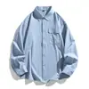 Camisa de Trabajo Larga de Manga Larga para Hombre, Primavera y Otoño, Holgada, Estilo Retro Japonés, Casual, Versátil, Color Sólido, Ropa Exterior