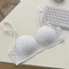 Sutiã Xadrez Transfronteiriço Suave do Sudeste Asiático para Estudantes com Seios Pequenos, Sutiã Feminino Push-Up Fino Sem Aro